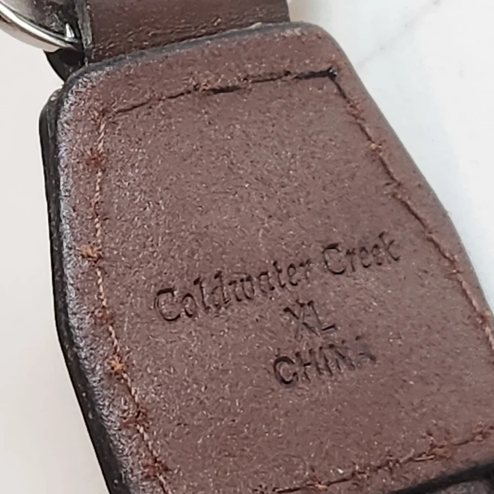 COLDWATER CREEK WIDE 100% LEATHER BRAIDED ADJUSTABLE BELT SIZE XL